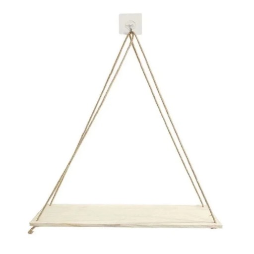 Hängande hylla av naturligt trä Hängande hylla på rep Minimalistisk väggdekoration Loft boho stil