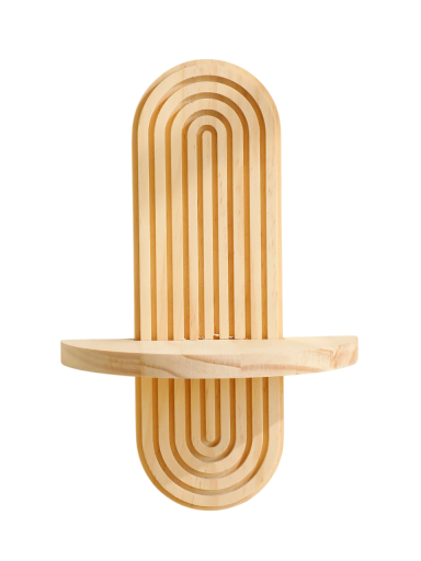Trä vägg hylla 30 x 19,8 x 8,5 cm Bågdekoration Modern väggmonterad hylla Dekorativ hylla för inredning