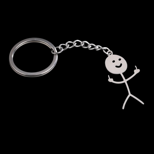 Nyckelring Stickman 20 x 38 mm Rostfritt stål Rolig nyckelring Metalltillbehör för ryggsäck och väska