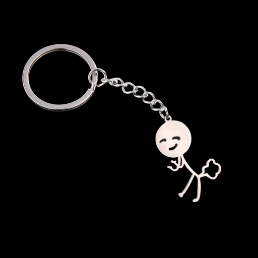 Nyckelring Stickman 36 x 21 mm Rostfritt stål Rolig metallnyckelring Minimalistisk tillbehör för ryggsäck och väska