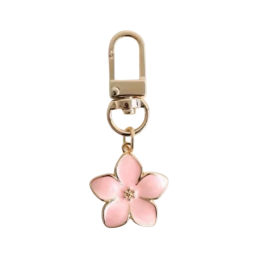 Rosa nyckelring Zinklegering Universell storlek Blommotiv Metallnyckelring för handväska ryggsäck Elegantisk gåva för kvinnor