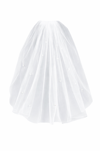 Brudslöja 50 cm Vit tylslöja med pärlor Kam 7 cm Elegantisk kort slöja för bruden