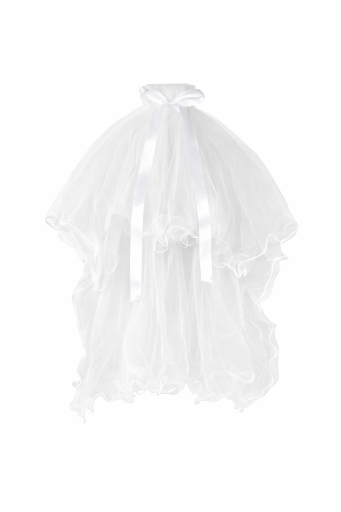 Bröllopsrosett i håret Vit tyllslöja med volangkant Elegantisk tillbehör till bröllop och möhippa