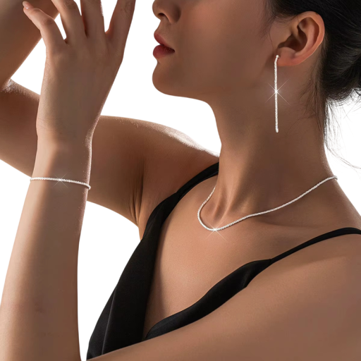 Exklusiv 3-delad uppsättning av glänsande smycken Halsband Armband Örhängen Kopparlegering Minimalistisk lätt lyx damset
