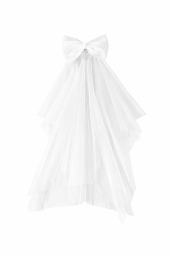 Vit tylslöja med rosett Bröllopsaccessoar Elegantisk lätt slöja för möhippa och bröllopsfest
