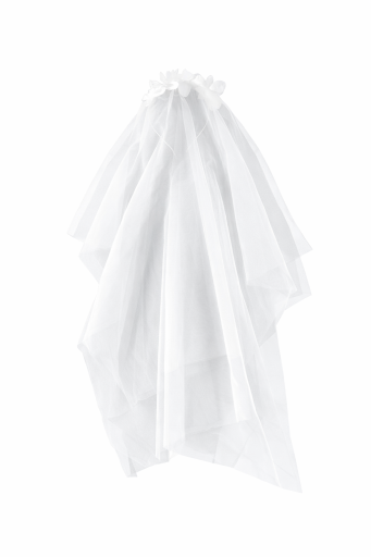 Vit tylslöja med blommig diadem Bröllopsaccessoar Elegantisk lätt slöja för bröllop och svensexa
