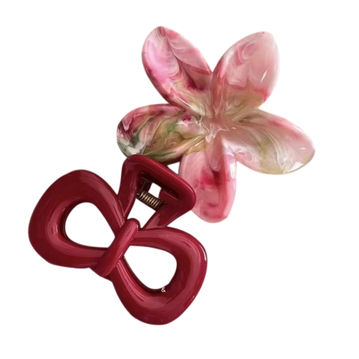 Set med 2 st dekorativa hårklipp Blommig klämma och rosett Elegantiska hårklipp med fast grepp stiligt tillbehör