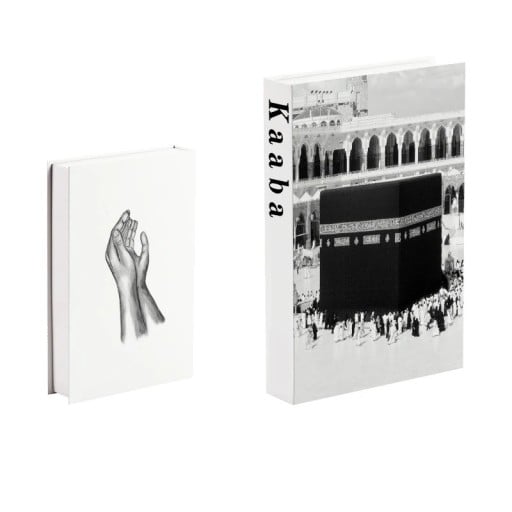 Falsk dekoration bok Kaaba Icke öppningsbar bokstaty Svartvit modern inredning för hylla bord bibliotek