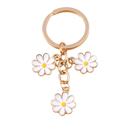 Nyckelring i zinklegering med blommotiv Metallnyckelring för nycklar handväska ryggsäck Elegantisk dekorativt tillbehör