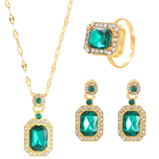 Temperamentlig set Halsband Örhängen Ring Zinklegering Mode Dam Smyckeset Elegant Mångsidig Kombination