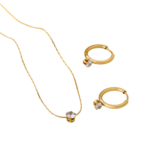 Komfortset med halsband och örhängen i rostfritt stål Eleganta lätta damaccessoarer Hypoallergen utförande för kvinnor och flickor