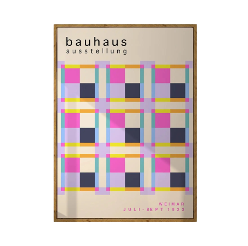Modern affisch för vägg 40 x 60 cm Bauhaus geometriska kuber Färgglad abstrakt bild tryck på duk utan ram Stilig dekoration