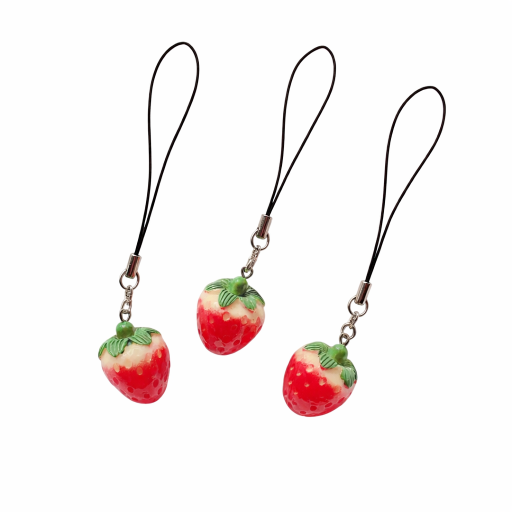 Nyckelring med röd jordgubbe 2,5 cm Resin Mini jordgubbe Nyckelprydnad ryggsäck handväska Söt tillbehör