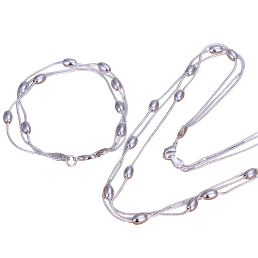 Oval design set halsband 45 cm armband 20 cm Silver 925 Kedjesmycken för kvinnor Fest bröllopstillbehör present