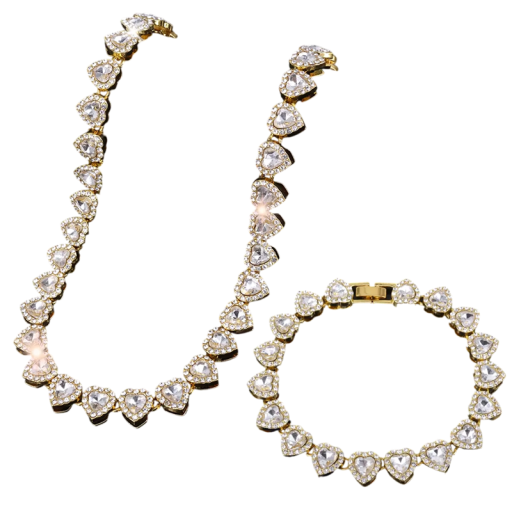 Bländande set halsband 45 cm och armband 20 cm Damernas glittrande smycken av zinklegering Glänsande strålande present för kvinnor