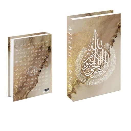 Öppningsbar falsk bok Allahu Akbar Lyxig guldmarmor design Dekorativ förvaringslåda för värdesaker