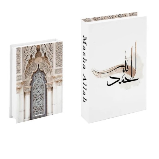Falsk bok Öppningsbar dekorativ bok med förvaringsutrymme Hemlig låda Masha Allah Lyxig design