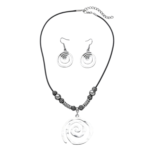 Bohémisk stil spiralhalsband och örhängen Kreativ smyckesats för kvinnor Sommarsemester Strandoutfit Festivalaccessoar