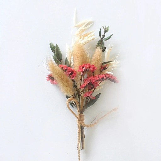 Mini torkad bukett 13 cm Dekoration av papper Konstgjorda blommor Puget rosa-beige för bröllop födelsedagar inredningsdekoration