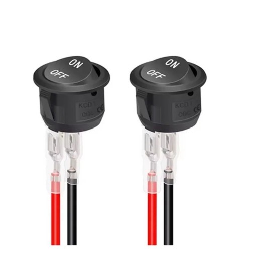 2 st Svart kolbsvitspärr 20A 12V DC; 10A/125VAC; 6A/250VAC, installationshål 20 mm för elektrisk anslutning