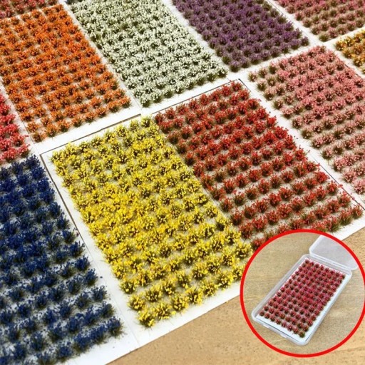 Set med 120 st Gräsbuskar 6 mm x 8 mm Miniatyr gräsklumpar plastdekoration för diorama modellandskap