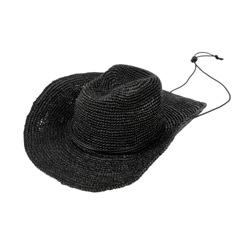 Cowboyhatt i halm med snöre 58-60 cm Raffia Sommar westernhatt Andningsbart naturmaterial Unisex accessoar