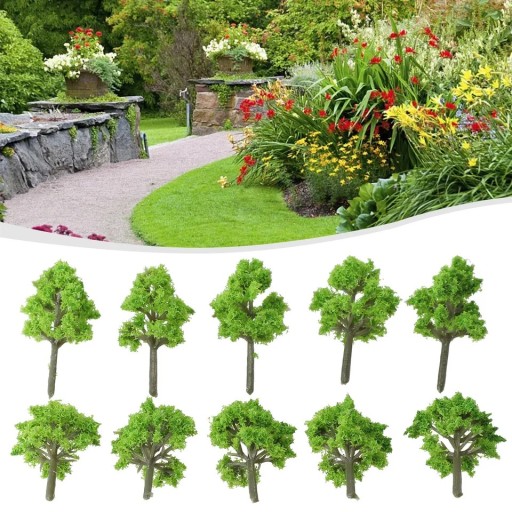 Set med 10 st modellträd 4 cm Miniatyrdekoration för dioramor och modellandskap