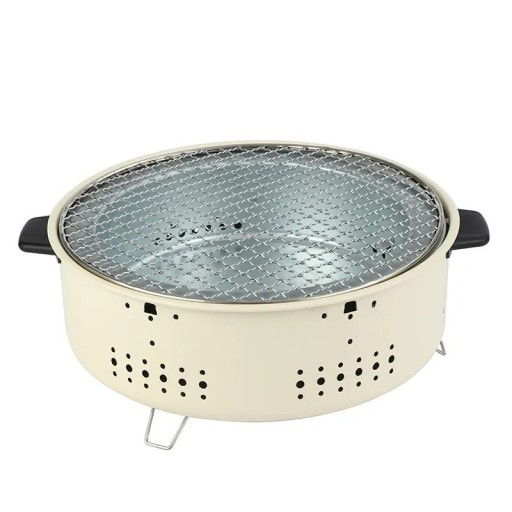Bärbar kolgrill i rostfritt stål Fällbar BBQ-grill Utomhus campingbordgrill för trädgård picknick resor Beige