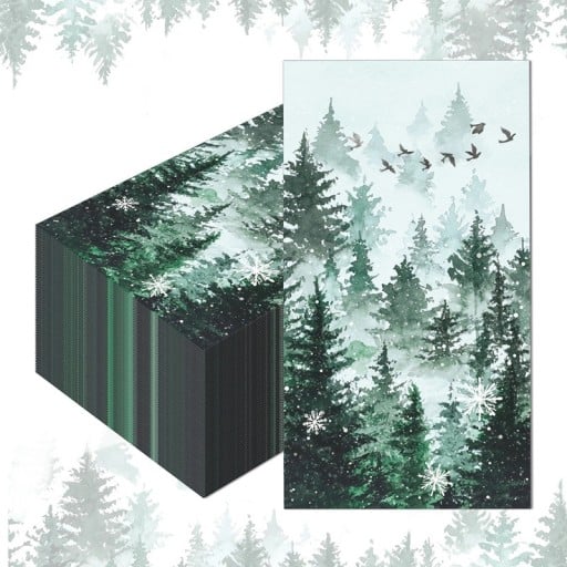 20 st Papperservetter 40 x 33 cm Julservetter Skogsmotiv Träd och snöflingor Dekorativa servetter för julbord