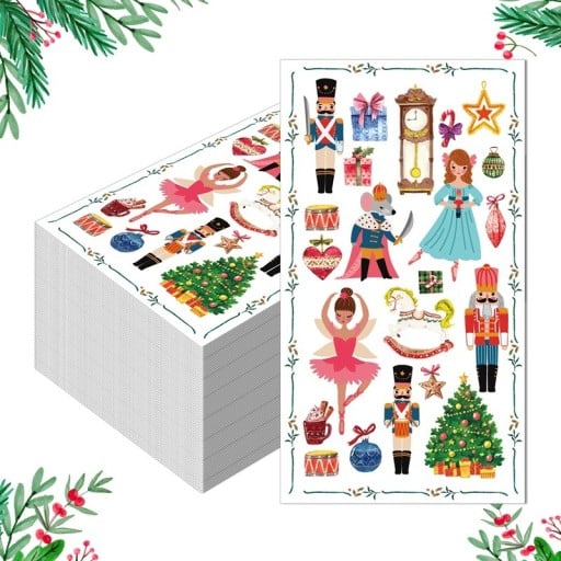 20 st Papperservetter 40 x 33 cm Julservetter Balettberättelse Färgglad blandning av motiv Dekorativa servetter för julbord