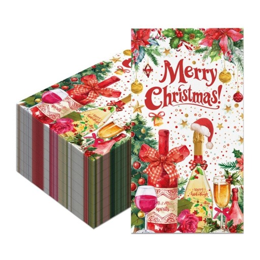 20 st Papperservetter 40 x 33 cm Julservetter Julskål Merry Christmas Motiv av champagne och presenter Dekorativa servetter