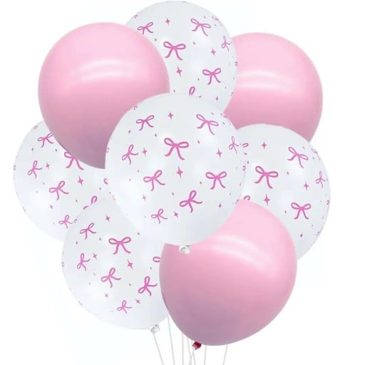 10 st Partyballonger Rosa och vita med rosetter Latex födelsedagsballonger dekoration för fest rumsinredning