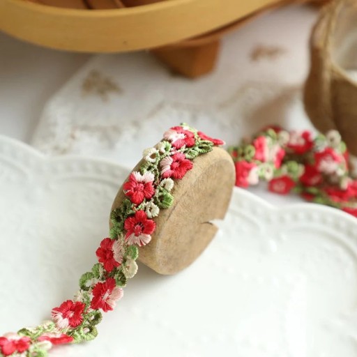 Broderad spetsband med blommotiv 2 cm x 91 cm Dekorativt spetsband Polyester spets för sömnad dekoration av kläder