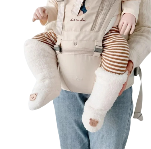 Barnens vinter unisex strumpor Varma strumpor med päls Vit färg med björnmotiv Polyester Mjuka värmande strumpor för barn
