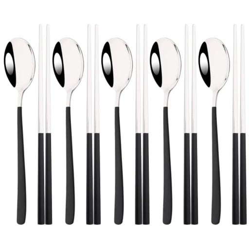 Set med bestick Skedar och ätpinnar Matset för asiatisk matlagning eleganta bordbestick för hemmet