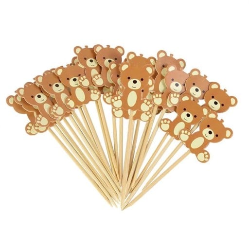 20 st Zappar till tårta Nallebjörn Spett 10 cm Tårtdekorationer på spett Dekoration till tårta cupcake födelsedagsfestdekoration