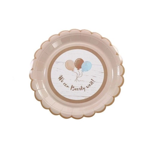 10 st Papperstallrikar 17,8 cm We Can Bearly Wait Feststallrikar med ballonger Dekoration för baby shower barnkalas och födelsedagsbord