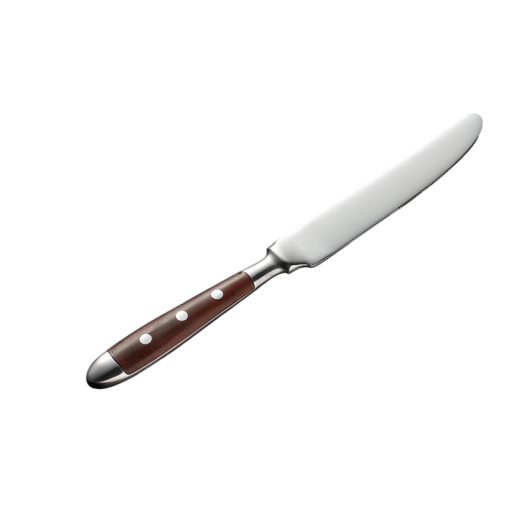 Kniv i rostfritt stål med brun handtag Kökets matbestick bordskniv för skärning av livsmedel modern servis