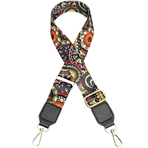 Bred justerbar axelrem för handväska 73–130 x 3,8 cm Ornamentellt mandalamönster Axelrem i textil för väska Ersättnings crossbody-rem