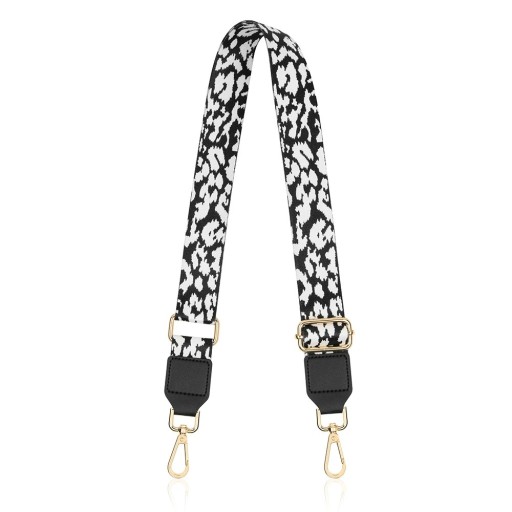 Bred justerbar axelrem för handväska 73–130 x 3,8 cm Svart-vit djurmönster Axelrem i textil för väska Ersättnings crossbody