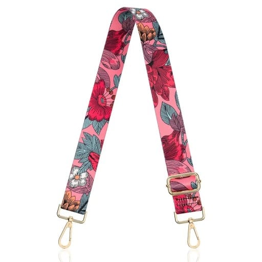 Axelrem för handväska 80–140 x 3,8 cm Rosa blommönster Justerbar ersättningsrem för väska Crossbody rem