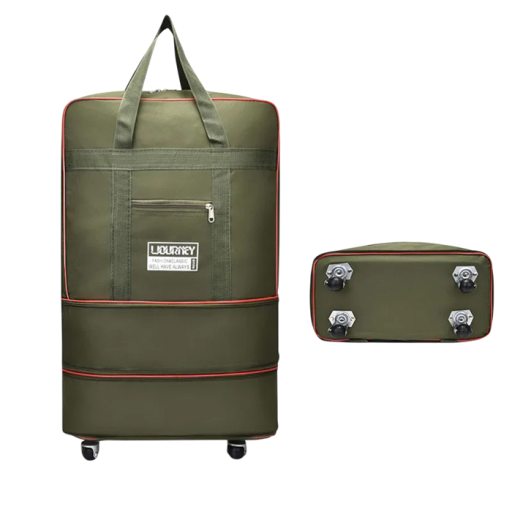 Fällbar dubbelskiktad resväska med hjul 42 x 20 x 62 cm Oxford resväska Stor utvidgbar väska för resor