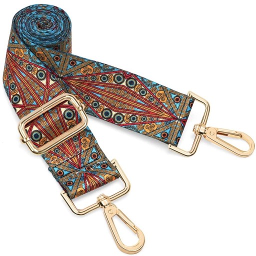 Axelrem för väska 80–140 x 3,8 cm Blå geometrisk mandala mönster Justerbar bred crossbody ersättningsrem