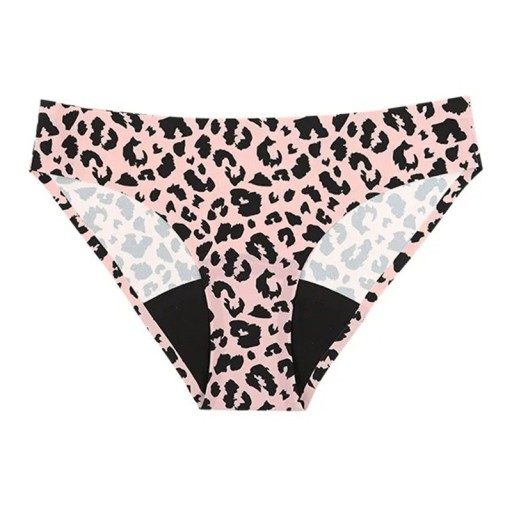 Menstruationsunderkläder leopardmönster 4-lagers underkläder polyester nylon elastan spandex underkläder för menstruation återanvändbara