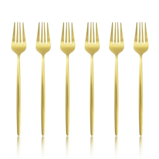 Matskedar 6 st 20,8 cm i rostfritt stål Silver eller guld modern gaffel för middag bestick set