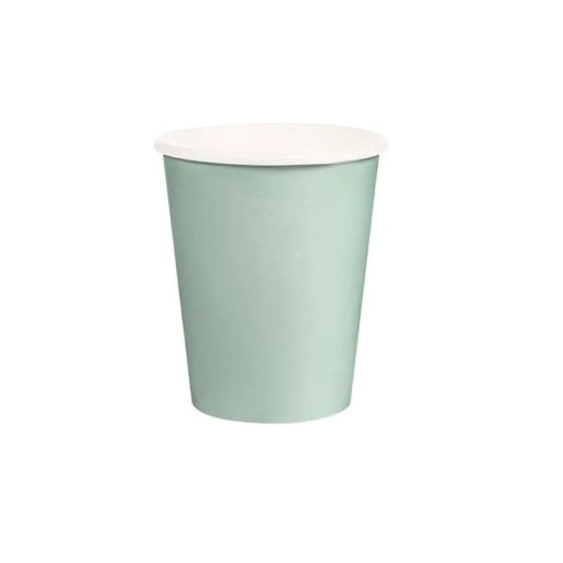 Pappersparty muggar 266 ml Engångspapper produkter höjd 8,7 cm salvia gröna 24 st för bröllop födelsedagar och fester