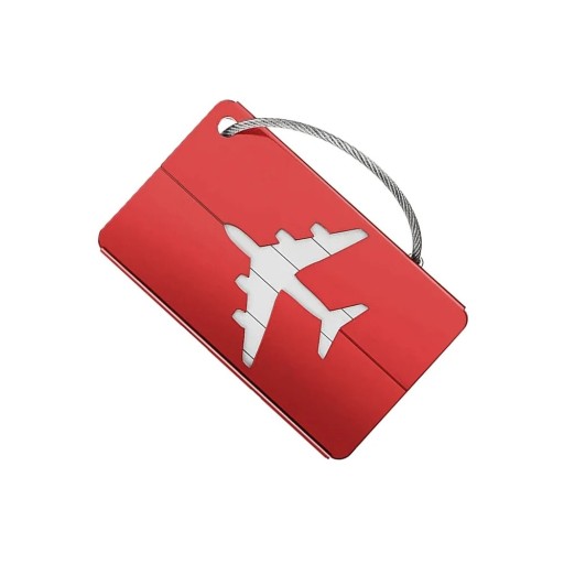 Adressetikett för resväska med flygplansutskärning 4,5 × 7,5 cm aluminiumlegering identifikationsetikett för bagage reseetikett för väska