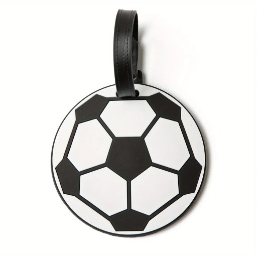 Bagageetikett i form av en fotboll 10,5 × 10,5 cm silikon-gel svart-vit identifieringsetikett för resväska eller väska