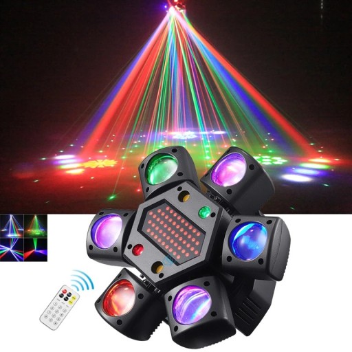 LED roterande huvud 80 W RGBW 4i1 mini sexarmad stråle laser LED ljus DMX512 EU kontakt för scenbelysning diskotek och fest
