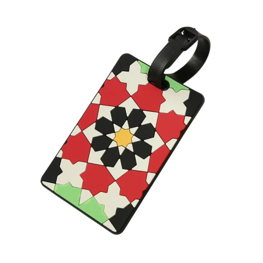 Bagageetikett med färgglad ornamentdesign 10,5×6,5 cm silikonidentifieringsetikett för resväskor